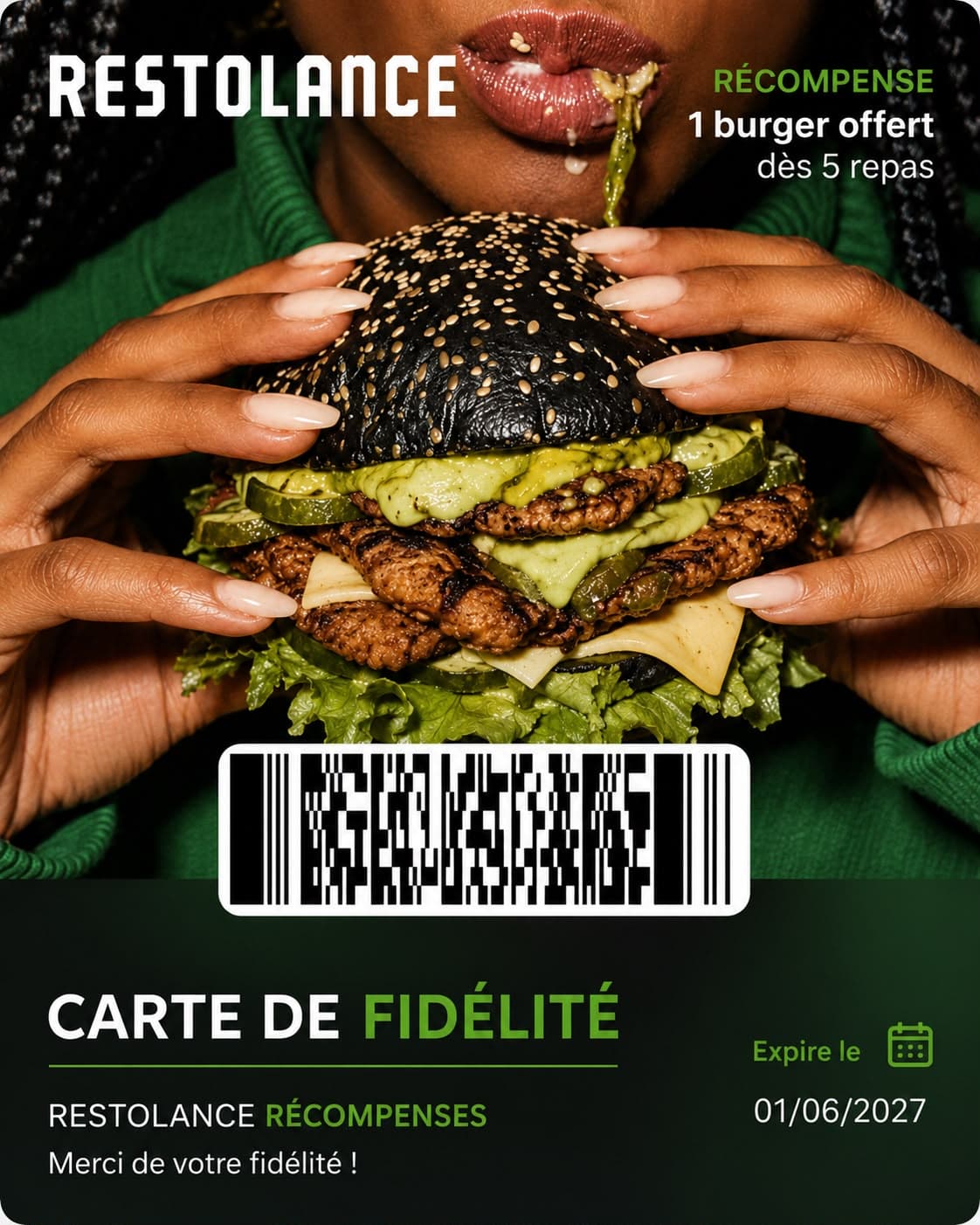 Carte de fidélité RestoLance — exemple 01 burger