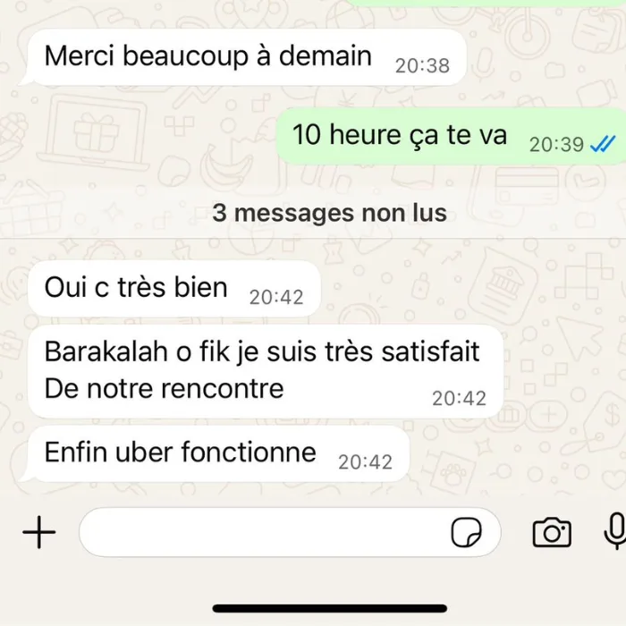Message d’un restaurateur satisfait de la rencontre, sa page Uber Eats fonctionne enfin.