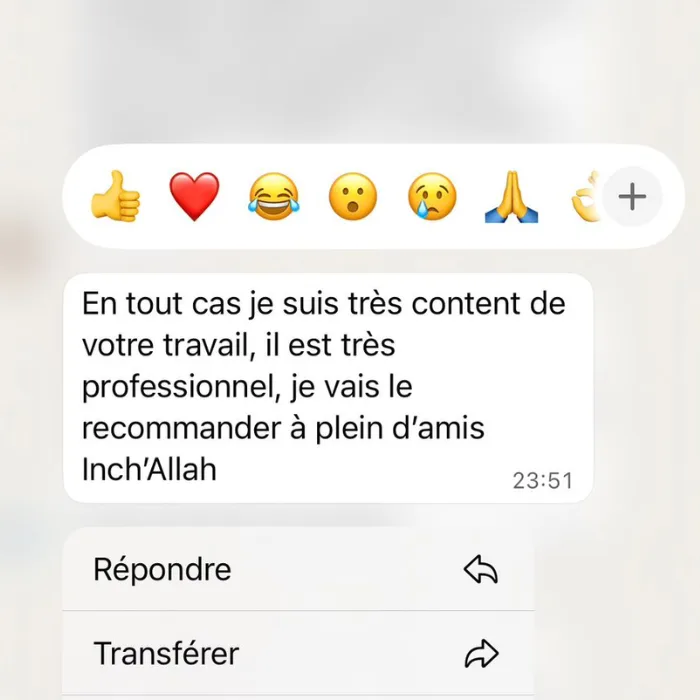 Message d’un restaurateur très satisfait, qui recommande la prestation.